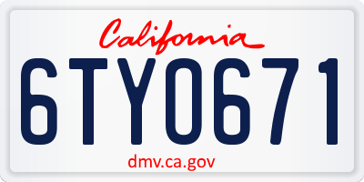 CA license plate 6TYO671