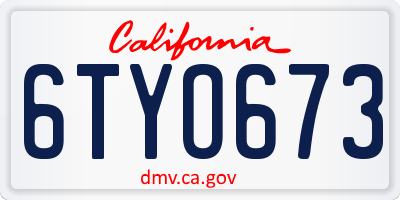 CA license plate 6TYO673