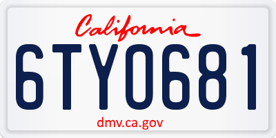 CA license plate 6TYO681