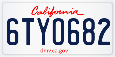 CA license plate 6TYO682