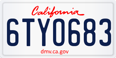CA license plate 6TYO683