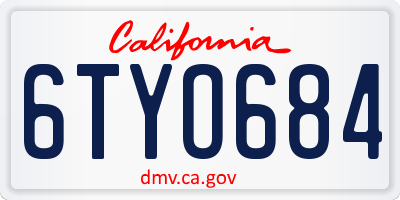 CA license plate 6TYO684