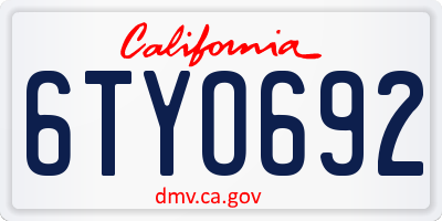 CA license plate 6TYO692