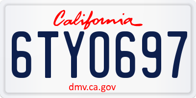 CA license plate 6TYO697
