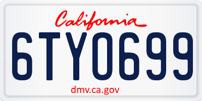 CA license plate 6TYO699