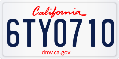 CA license plate 6TYO710