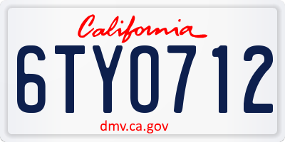 CA license plate 6TYO712