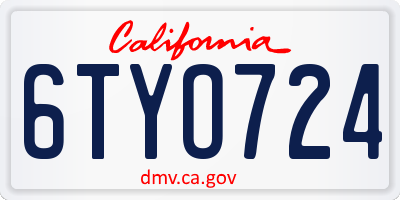 CA license plate 6TYO724