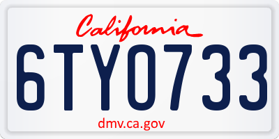 CA license plate 6TYO733