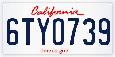 CA license plate 6TYO739