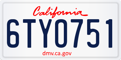 CA license plate 6TYO751
