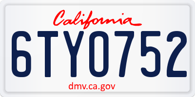 CA license plate 6TYO752