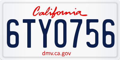 CA license plate 6TYO756