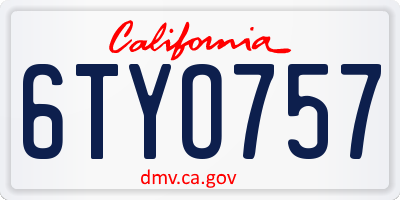 CA license plate 6TYO757