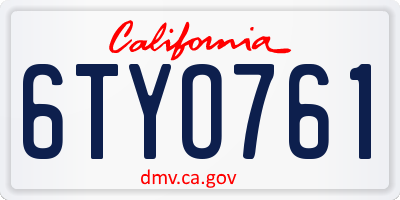 CA license plate 6TYO761