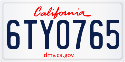 CA license plate 6TYO765