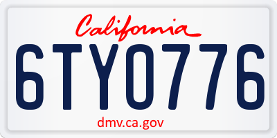 CA license plate 6TYO776