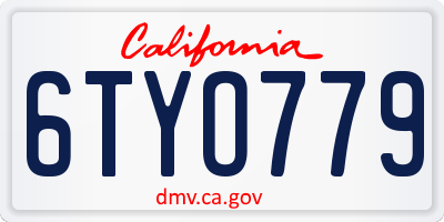 CA license plate 6TYO779