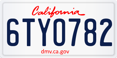 CA license plate 6TYO782