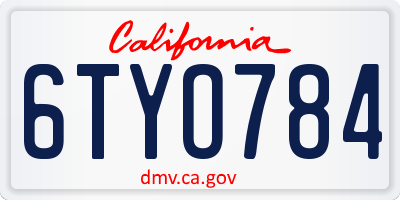CA license plate 6TYO784