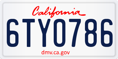 CA license plate 6TYO786