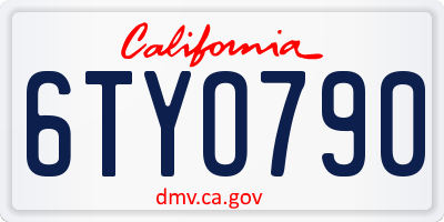 CA license plate 6TYO790
