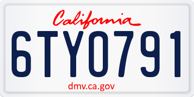 CA license plate 6TYO791