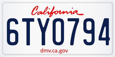 CA license plate 6TYO794