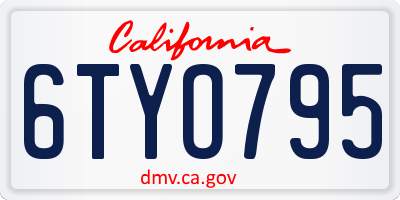 CA license plate 6TYO795