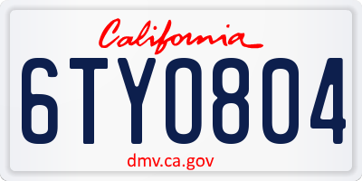 CA license plate 6TYO804