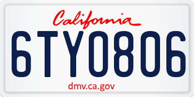 CA license plate 6TYO806