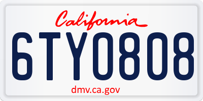 CA license plate 6TYO808