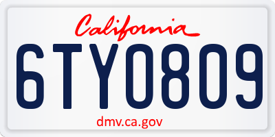 CA license plate 6TYO809
