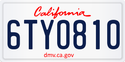CA license plate 6TYO810