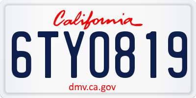 CA license plate 6TYO819