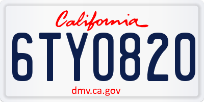 CA license plate 6TYO820