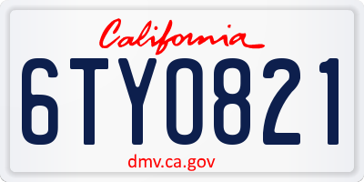 CA license plate 6TYO821