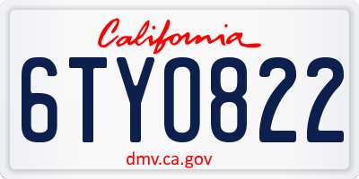 CA license plate 6TYO822