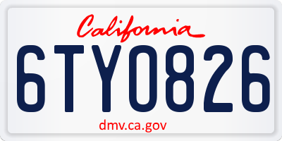 CA license plate 6TYO826