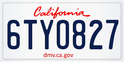 CA license plate 6TYO827