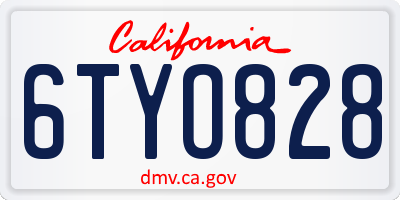 CA license plate 6TYO828