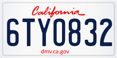 CA license plate 6TYO832