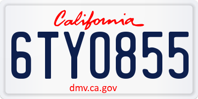 CA license plate 6TYO855