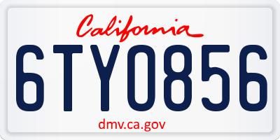 CA license plate 6TYO856