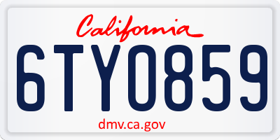 CA license plate 6TYO859