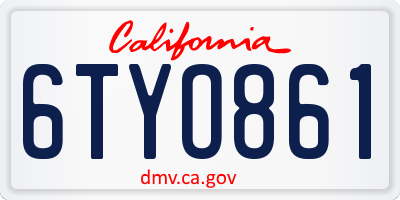 CA license plate 6TYO861