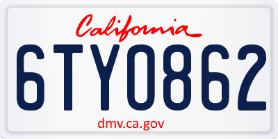 CA license plate 6TYO862