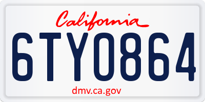 CA license plate 6TYO864
