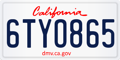 CA license plate 6TYO865