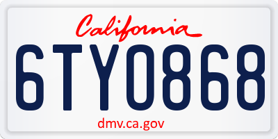 CA license plate 6TYO868
